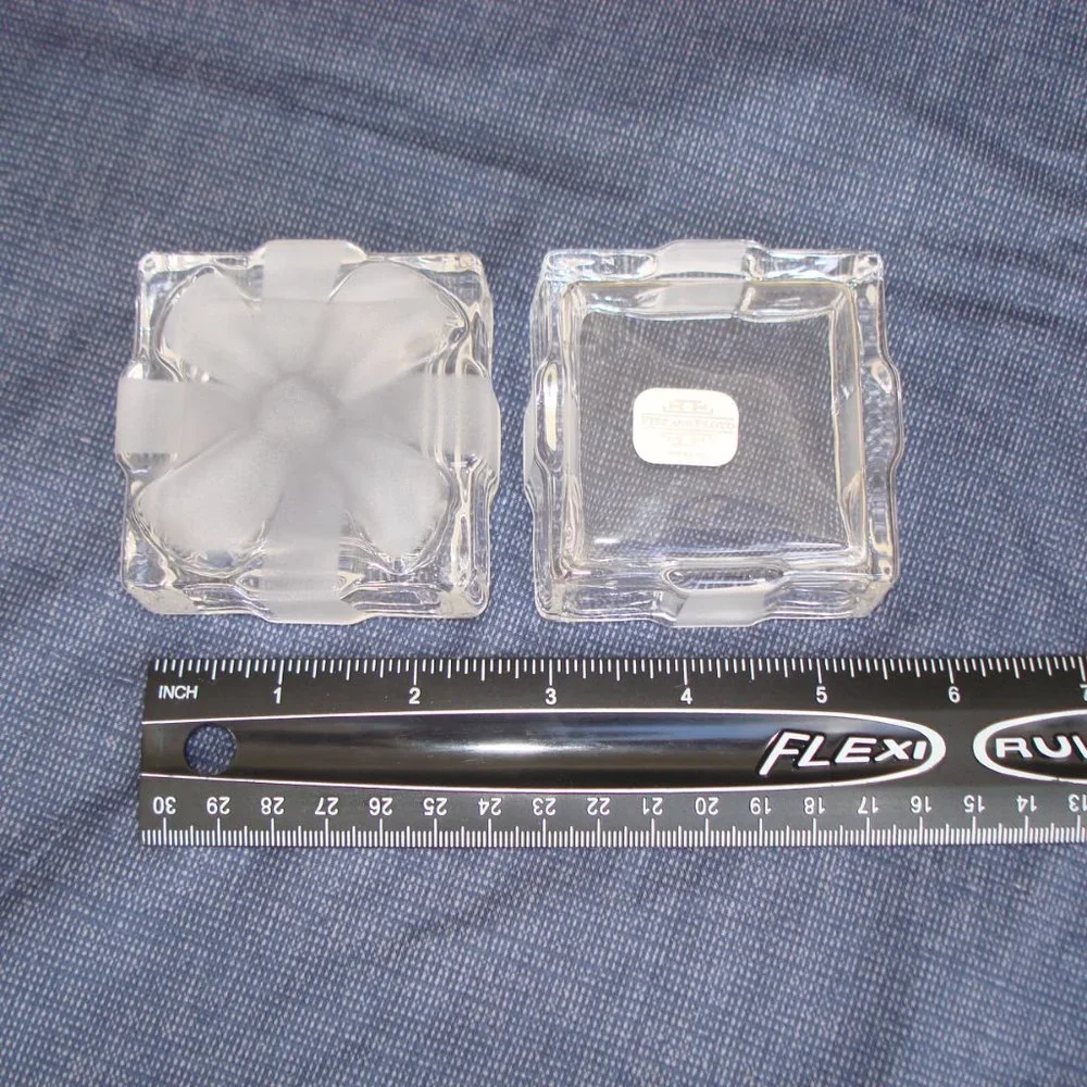 ✨$5 w/ $15+ BUNDLE✨ NEW Fitz & Floyd Frosted Bow Box Glass Crystal Trinket Dish